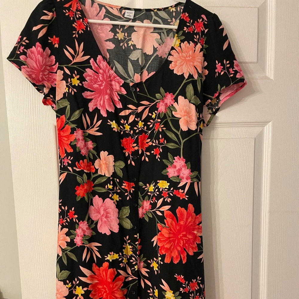 Old navy floral black midi dress